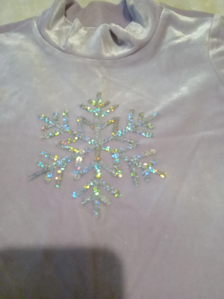 Girls, American Girl, Velvet Lilac  Dress with Snowflake, Size S (7- 8), Ex. Con - Image 3 of 4