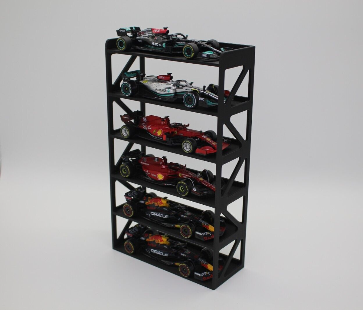 6 Car 1:43 1/43 F1 Formula One Race Car Display Stand Wall Mount