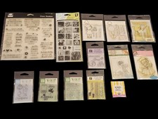 Assortment Lot of 13 Clear Stamps Various Brands and Fun Themes