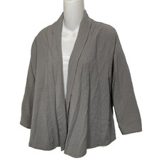 Habitat Jacket Size Small Gray Pucker Texture Open Front Cardigan Top Lagenlook