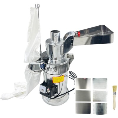 Electric Hammer Crusher Grain Mill Herb Gringer Continuous Feeding with 6 Sieves