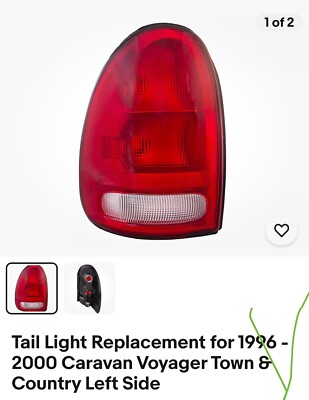 Tail Light Replacement for 1996 - 2000 Caravan Voyager Town & Country Left Side