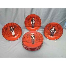 Set of 8 Williams Sonoma Guy Buffet LES GARCONS Red 8.25