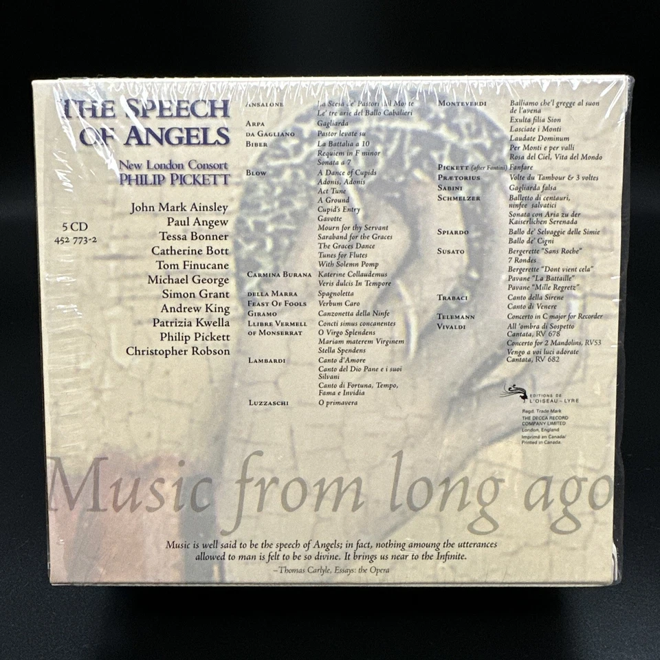 The Speech of Angels, Pickett New London Consort [L'Oiseau Lyre 5 CD Box Set] NM Foto 3 de 4