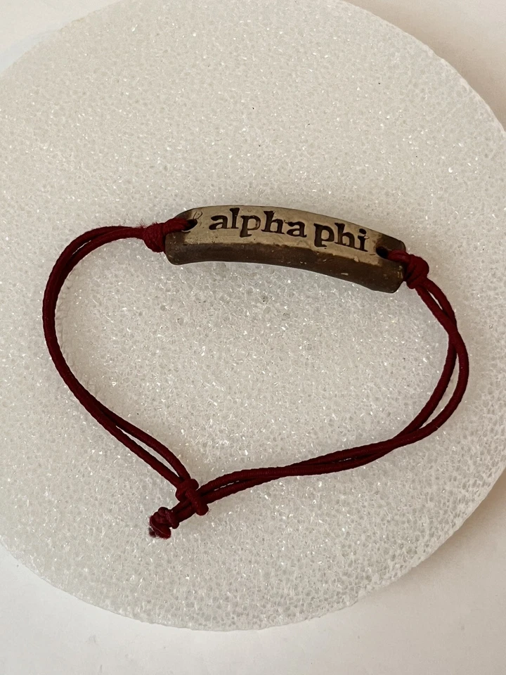 Pulsera Ajustable Alpha Phi Piedra Borgoña Cordón Foto 3 de 4