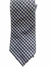 Polo Ralph Lauren RLL Tag Silk Tie Made In USA Navy Blue/White 57” X 3 3/4”