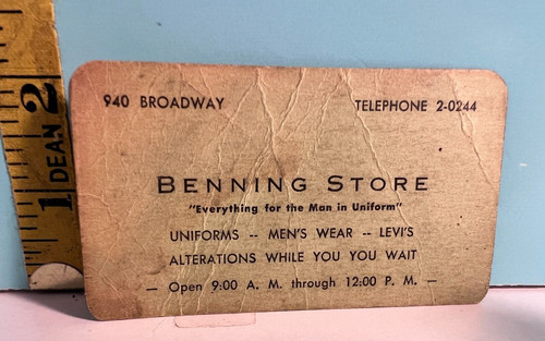 VTG Benning Soldier Uniform clothing and Alterations Store Business Card.