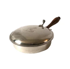 Vtg 1940s Silent Butler Dragon Engraved Lid EPC 300 Sheffield USA Silver Plate