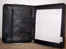 Professional Padfolio expandable file folder binder organizer-faux leather-black
