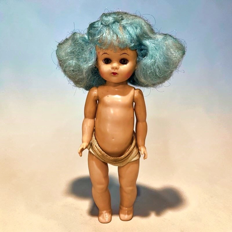 Vintage STASHIN Doll Company Andrea Walker 8 Inch 1950s Blue Hair Sleepy Eyes