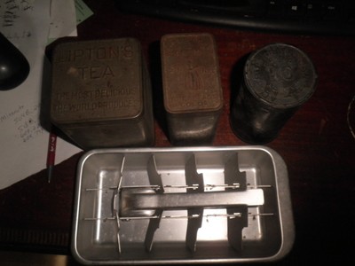 12 Cube Vintage Aluminum Ice Cube Tray steel lipton cocoa baking powder cans