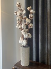 Handmade Glam Crystal Vase with Cotton Stems – Luxury Home Decor