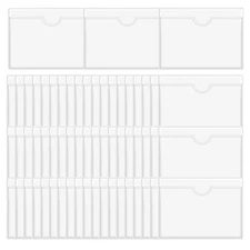60Pcs Self-Adhesive Label Holder Card Pockets Label Holder Clear Library1988