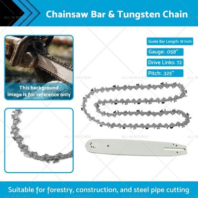 18'' .325 .058 72DL  Chainsaw Bar & Tungsten Chain Suitable For Efco Oleo Mac