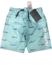 Hurley Aqua Blue Sharks Boys Youth Swimsuit Shorts Trunks Size 4 Tropical Twist