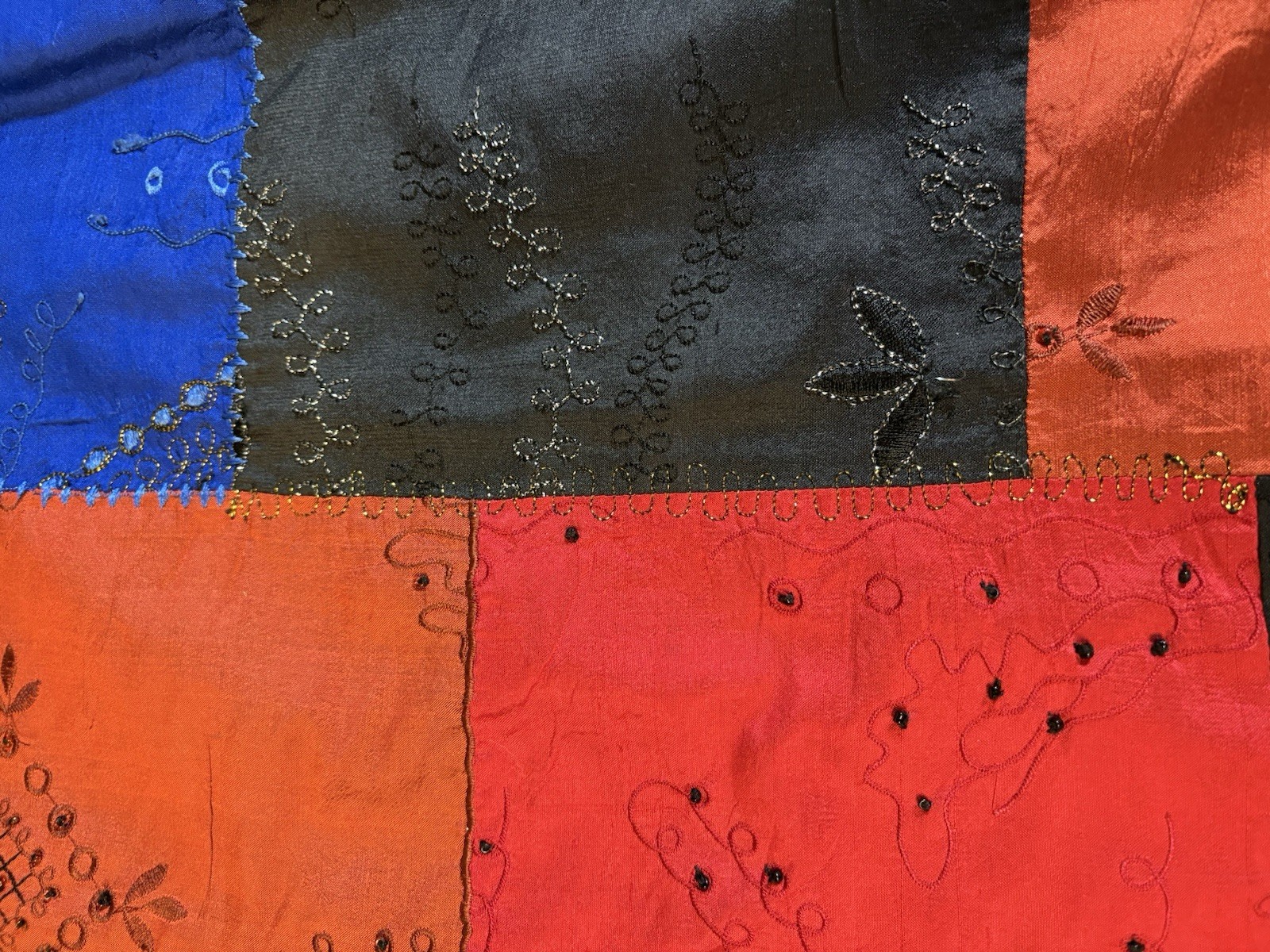 Chicos Design Jacket Size 3 Silk Patchwork Beaded… - image 6