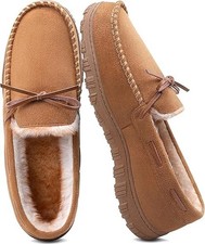 Mens Moccasin Slippers Indoor Outdoor House Slippers Warm Plush Fuzzy Memory ...