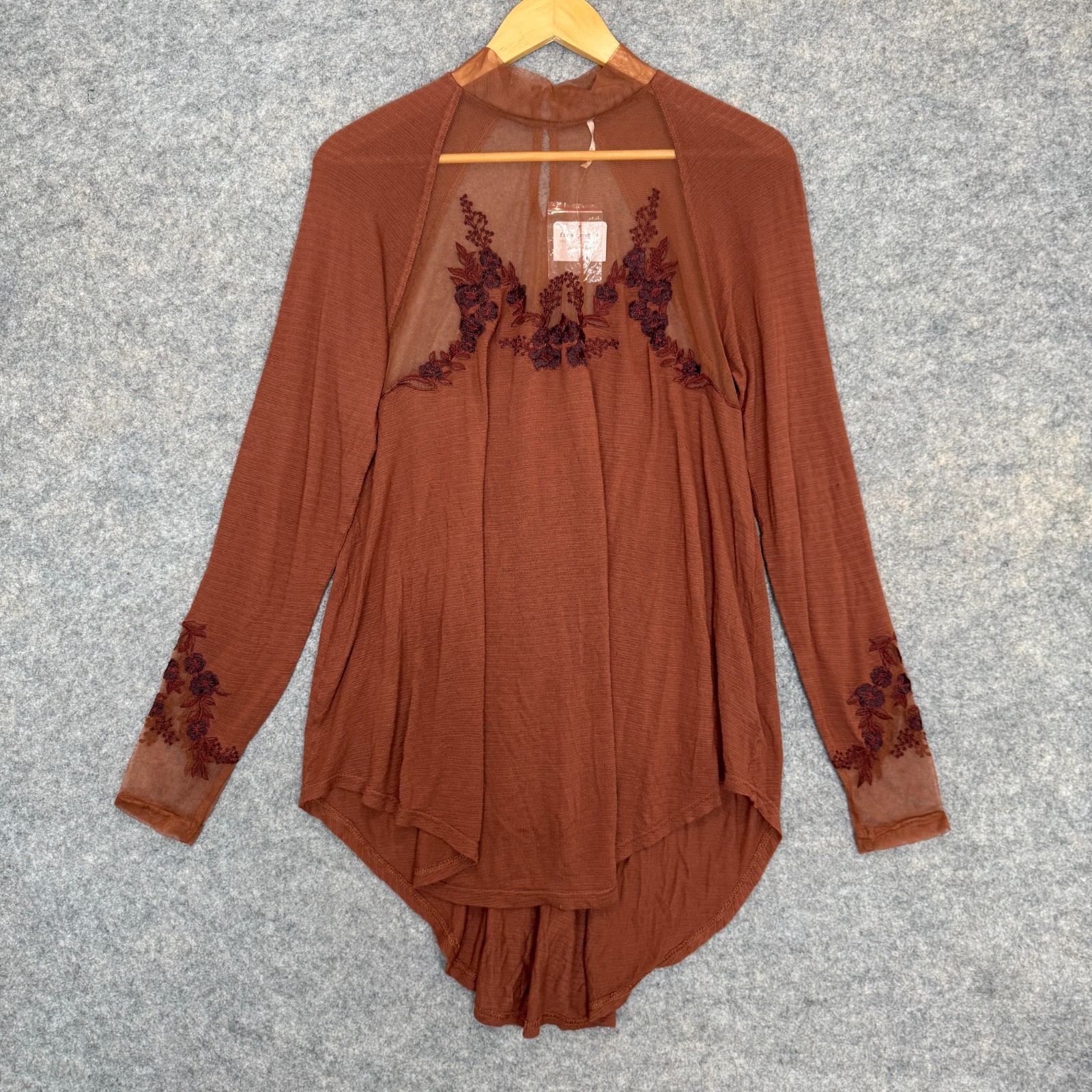 Free People Saheli Embroidered Mesh Tunic Top Womens Medium Romantic Boho Chic