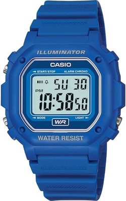 Casio Herren Digitaluhr mit blauem Zifferblatt und blauem Armband F-108WH-2AEF