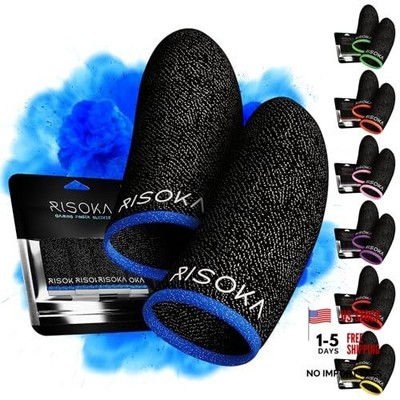10 Pieces Gaming Finger Sleeves - Perfect Touchscreen Glide - Thumb Sleeve Blue