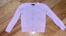 RALPH LAUREN GIRLS PINK CABLE KNIT CARDIGAN SWEATER SIZE 5 EXCELLENT COND LD3