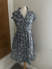 Seasalt Beatrice Dress Nautical Garden Indigo Size Uk 8 Petite