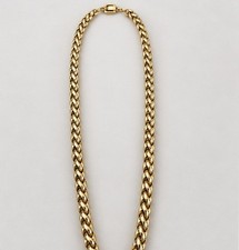 Vintage Heavy Gold Tone Wheat Chain Necklace 24" 3 oz Woven R Square Mark