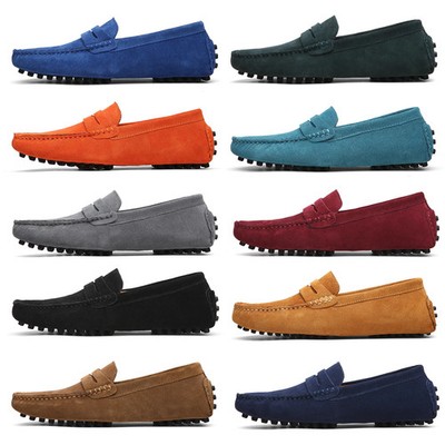 Men's Suede Leather Penny Loafers Driving Moccasins Boat Shoes Big Size 51 52 53