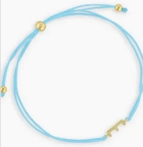 Authentic Gorjana Prism Alphabet Aqua String Bracelet Gold Plated Letter E