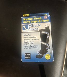As Seen On Tv - Miracle Socks Anti-Fatigue Compression Black Socks Unisex - L/XL