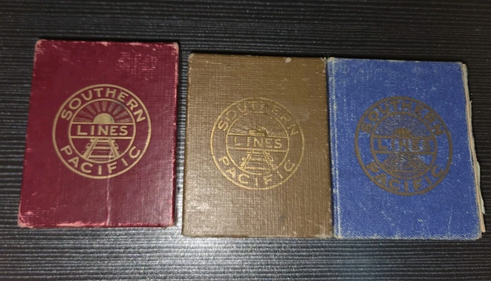 3 cartas de baralhos completos vintage Southern Pacific Lines Railroad ouro vermelho azul - Imagem 2 de 4