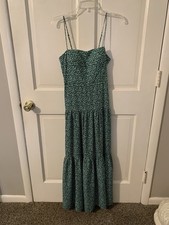 MARC Green Long Dress With Padded Bra, Adjustable Straps, Size Medium. Zip In