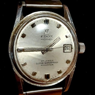 EDOX KINGSTAR Automatic 25 Jewel Date Stainless Steel Case Men's Watch