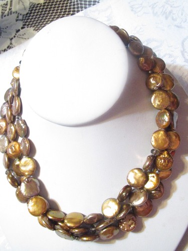 SILPADA #N1717 925 STERLING SILVER TRIPLE STRAND BRONZE COIN PEARL NECKLACE - Picture 17 of 24