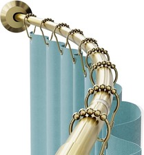 Rustproof Curved Shower Curtain Rod No Drill Tension/Permanent Mount Adjustable