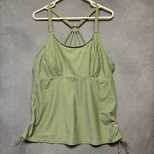 Padded Tankini Bathing Suit Swimsuit Strappy Army Green Padded Plus Size XXL