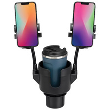iLive Duo Deluxe Cup Holder Car Phone Mount Adjustable Universal Black