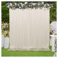 5x7ft Ivory Tulle Backdrop Curtains Weddings Drapes for Baby Shower Party