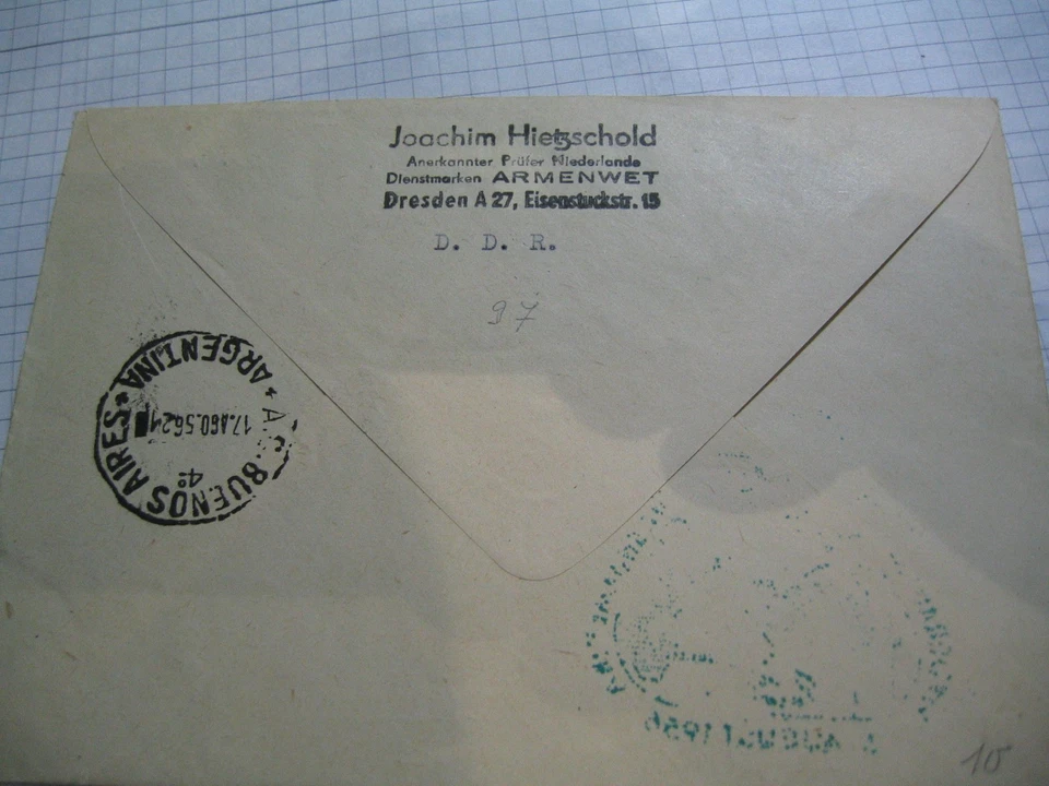 Luftpostbrief via Hamburg nach Buenos Aires 1956 Lufthansa - Bild 2 von 2