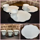 Vintage Indiana Harvest Grape Milk Glass Snack Plate & Cup Set Of 3