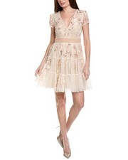 Adrianna Papell Cap Sleeve Pearly Sequin Cocktail Dress Women's