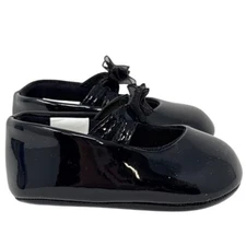 Baby Deer Crawling Stage Black satin with Bow on Top Size 2