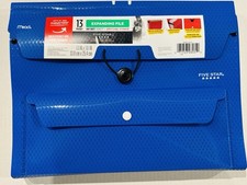 Mead Expanding File Folder Five Star Pocket Folder With Tabs 9.5" x 13" Blue