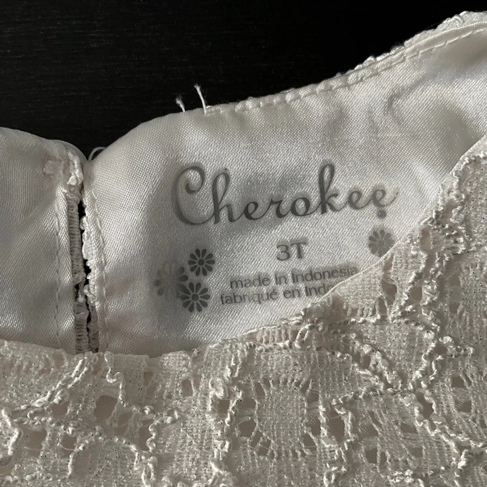 Vestido Cherokee Niñas 3T Marfil Encaje Vestido Plisado Falda Fiesta Ocasión Especial Foto 3 de 4