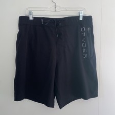 SPYDER Men's Swim Shorts BLACK UV protection Zip Pocket, Swim, Beach, L/G