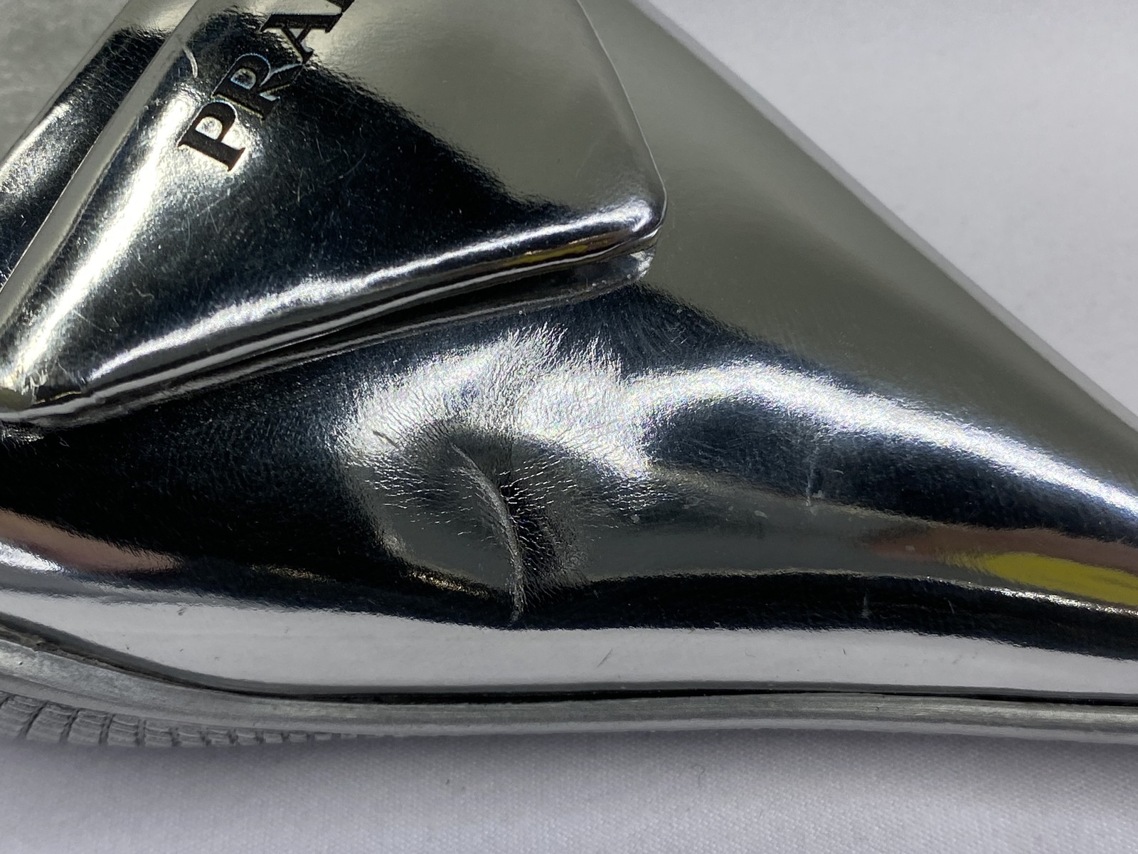 Prada Womens Pumps Silver Size 7.5 Pointed Slingback Low Kitten Heel Logo thumbnail 5
