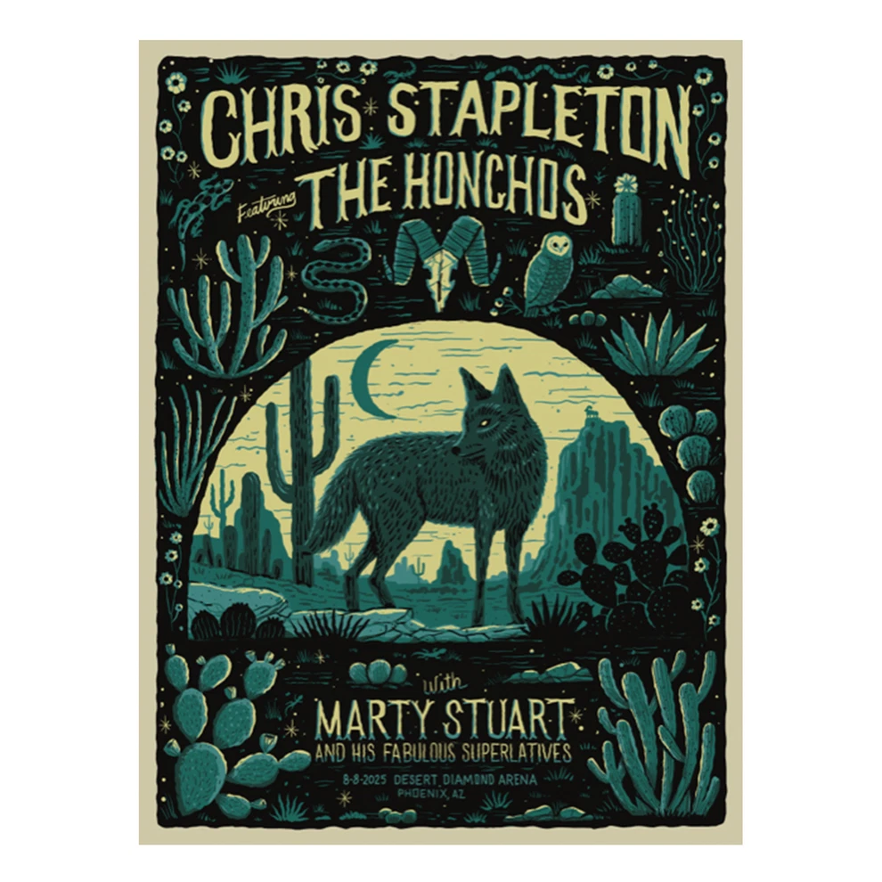 Chris Stapleton Phoenix Concert Artwork August 8-9 2025 Poster