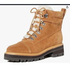 Marc Fisher LTD Womens Idella Suede Shearling Hiking Boots Tan 9 NEW