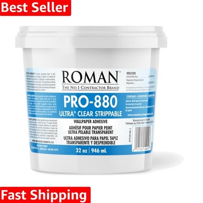 Ultra Clear Strippable Wallpaper Adhesive, Clear Glue, Zero VOC, PRO-880 32 O...