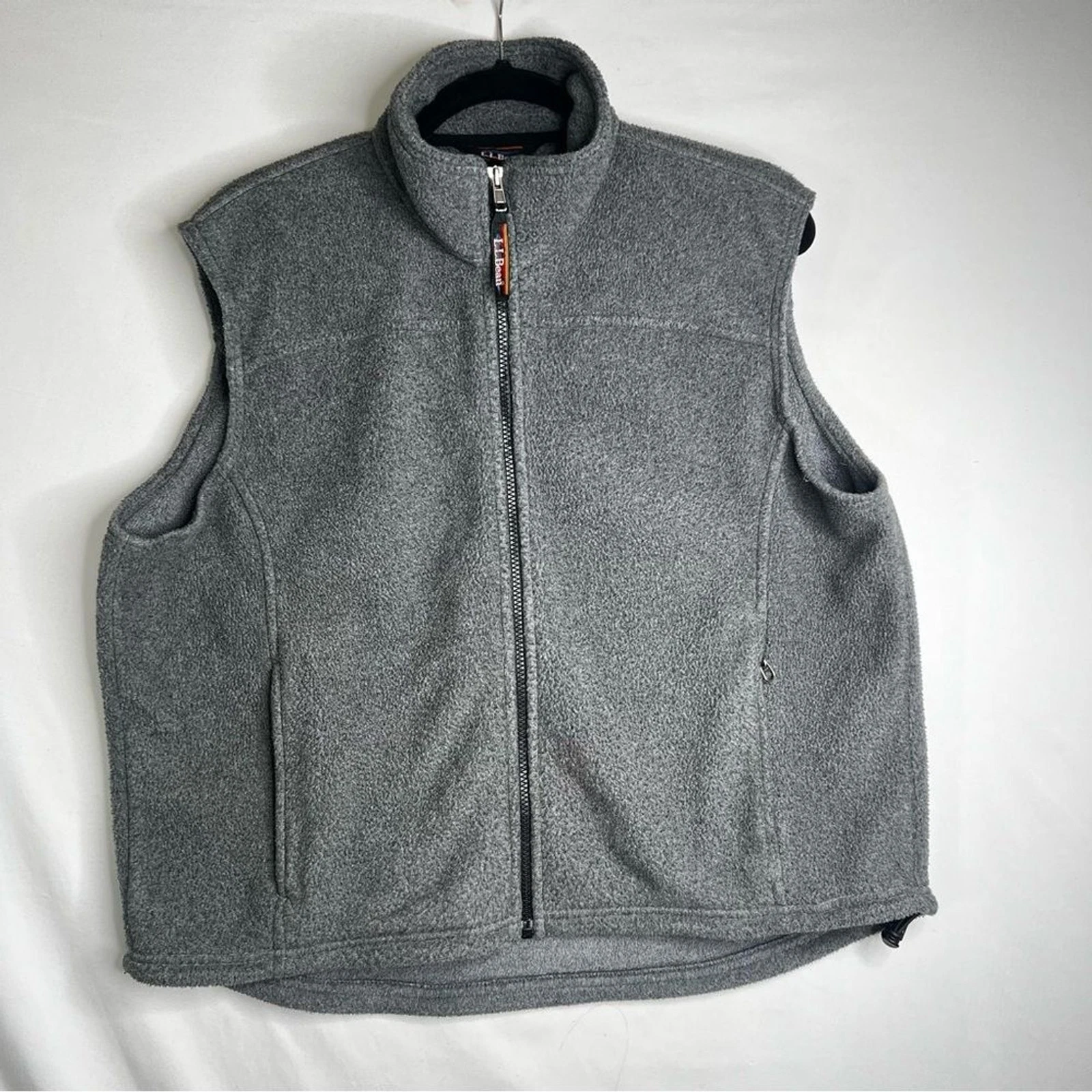Vtg LL Bean Fleece Sweater Vest Mens L Gray Full Zip Outdoors Y2K Gorpcore